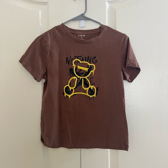 GIRL'S SHEIN BROWN SHORT SLEEVE T-SHIRT size SMALL - Picture 1 of 4